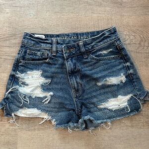 American Eagle Outfitters Blue Distressed Denim Shorts